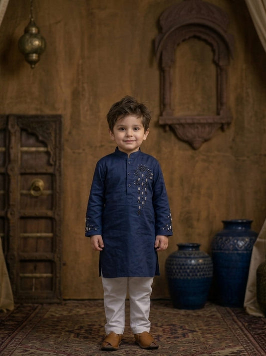 Blue Emroidered Boy Kurta Pajama Set 💖✨