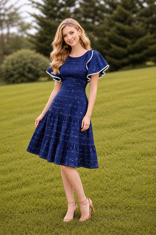 blue signature print| Women dress