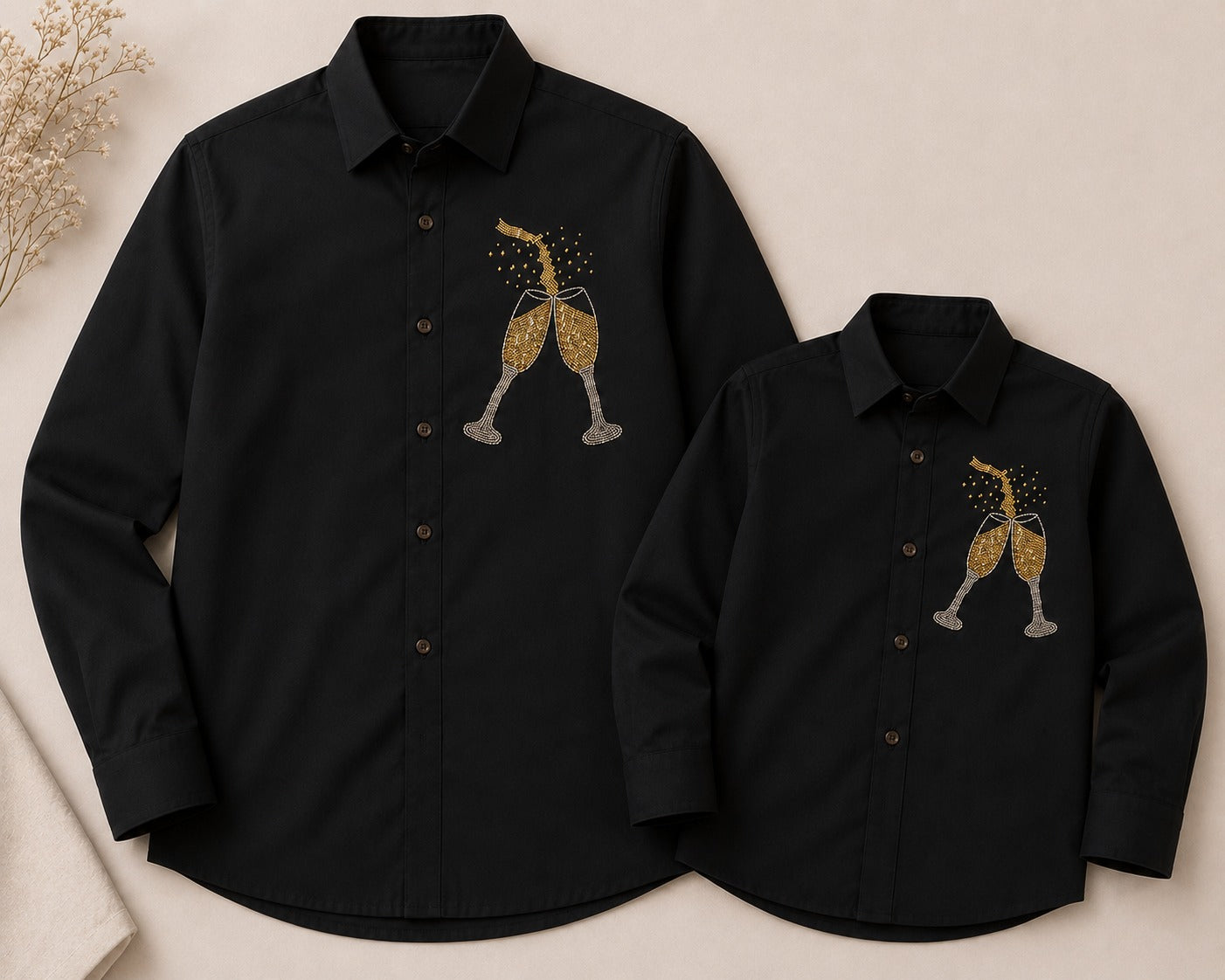 Black Champagne Embellished | Father-Son Partywear Shirt