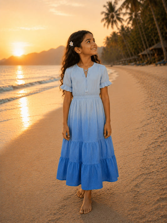 Coastal Blue  Ombre Girl Dress