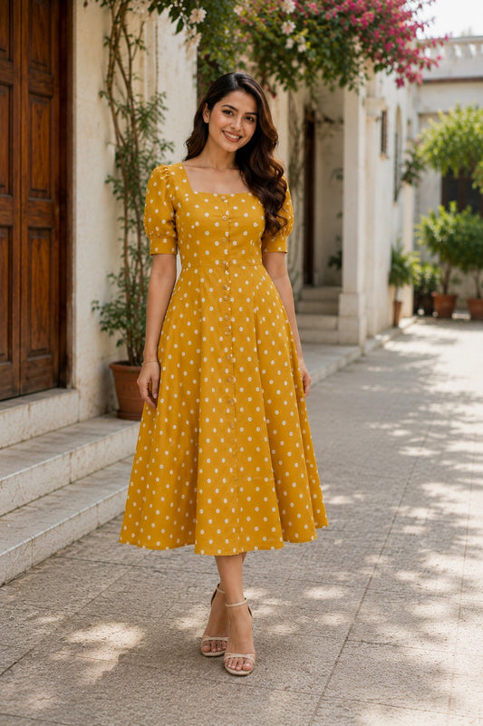 Golden Polka | Women dress