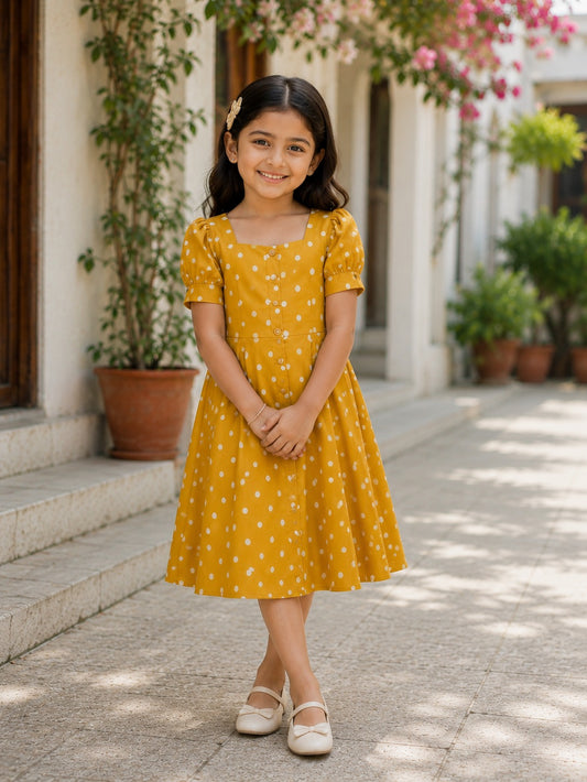 Golden Polka Ombre Girl Dress