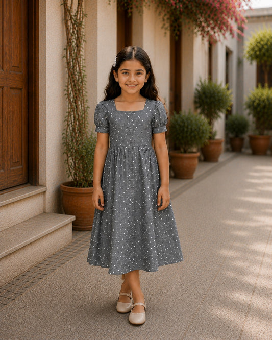 Pebble Grey Polka Ombre Girl Dress