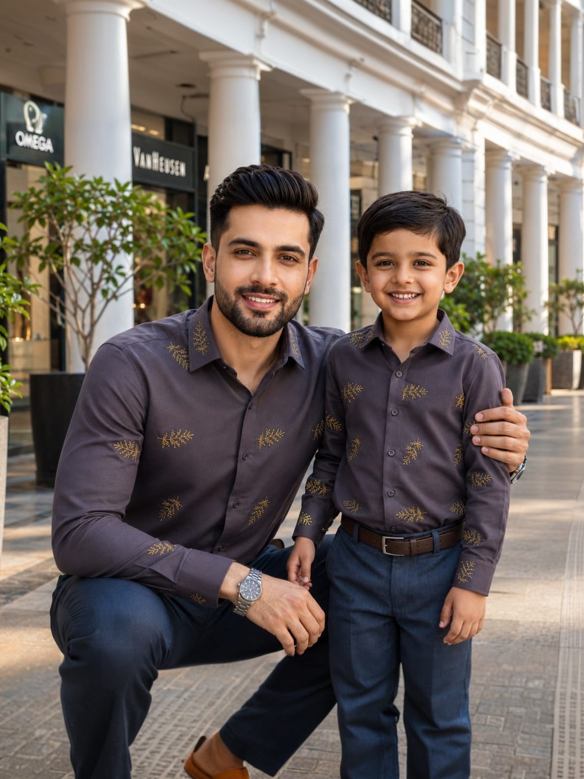 Midnight Fern Threads | Father-Son Matching Partywear Shirt