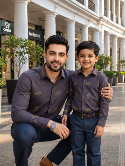 Midnight Fern Threads | Father-Son Matching Partywear Shirt