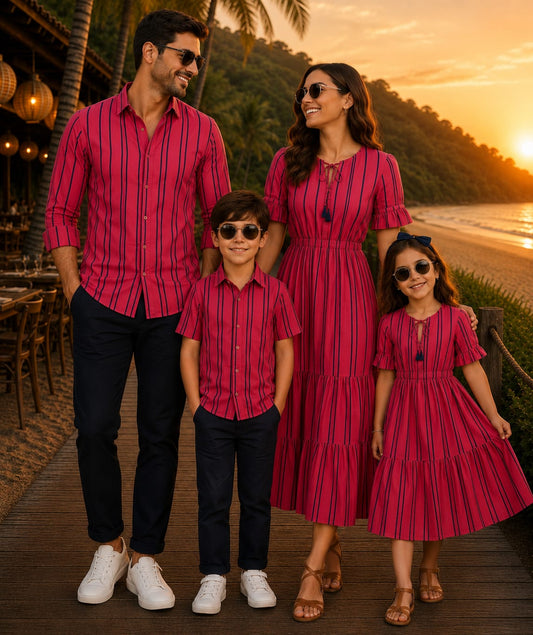 Fuchsia Noir Ntripes | Family Matching Outfit
