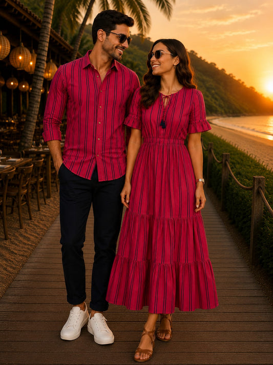 Fuchsia Noir Stripes | Couple Matching Outfit☀️💛