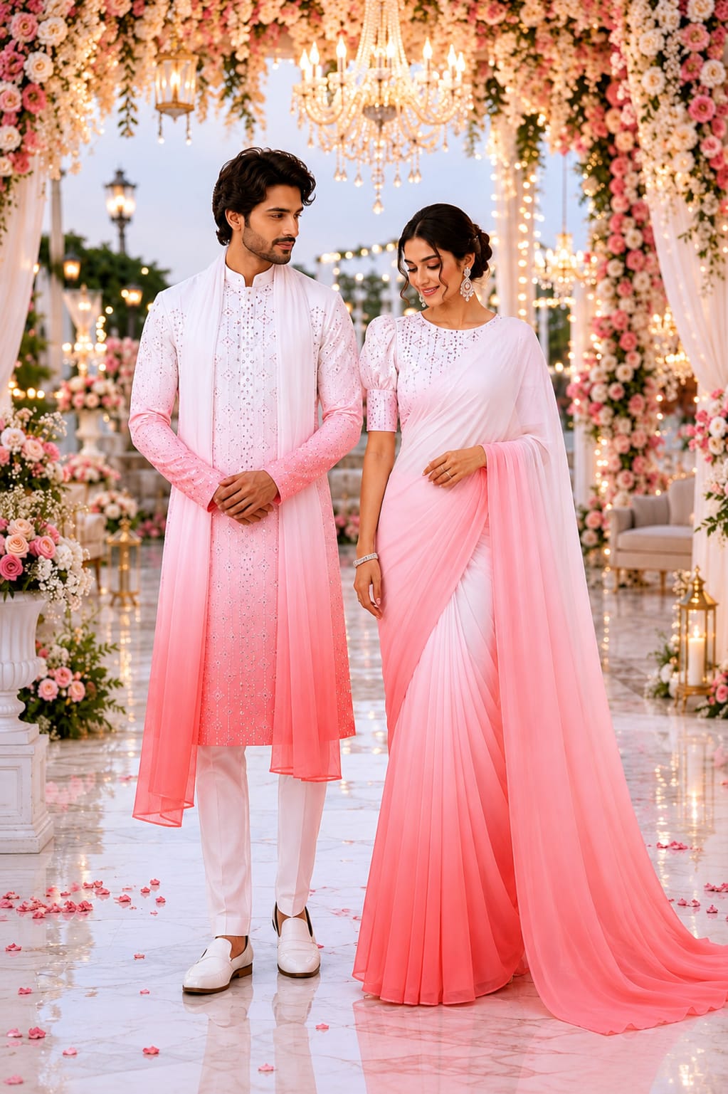 Rang-e-Gulabi | Saree & Kurta Couple Set