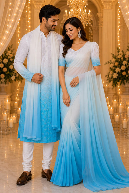 Noor-e-Firoza | saree & Kurta couple Set