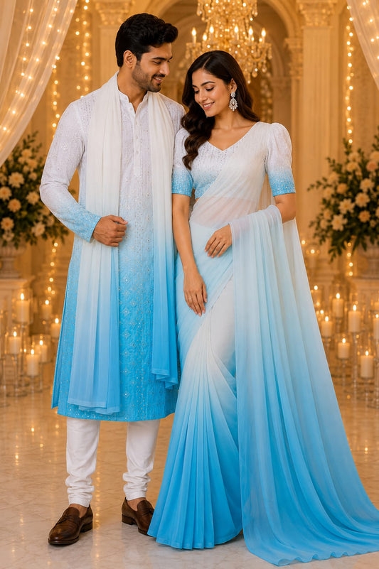 Noor-e-Firoza | saree & Kurta couple Set