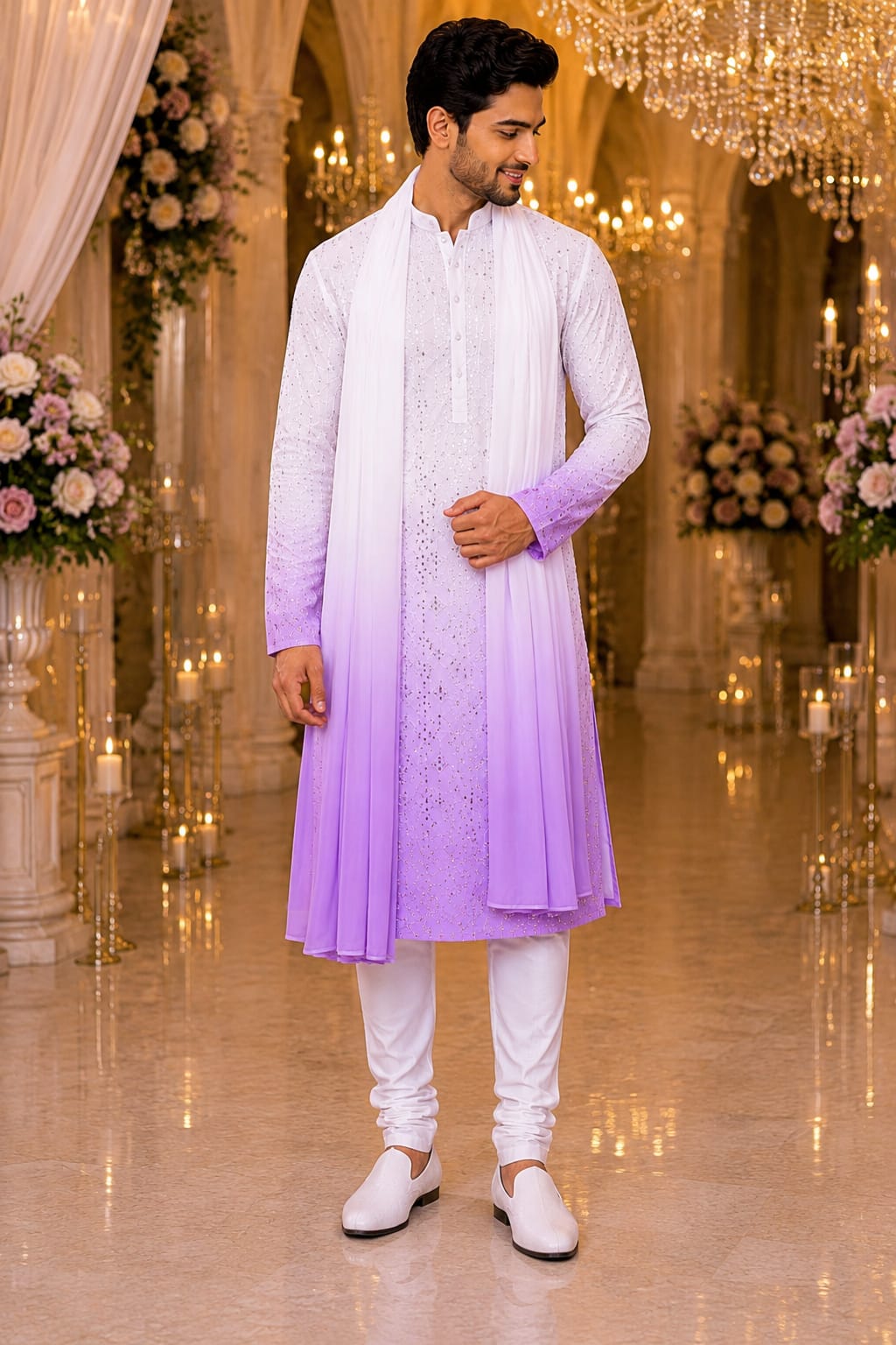 Lavender Mehfil | Saree & Kurta Couple Set