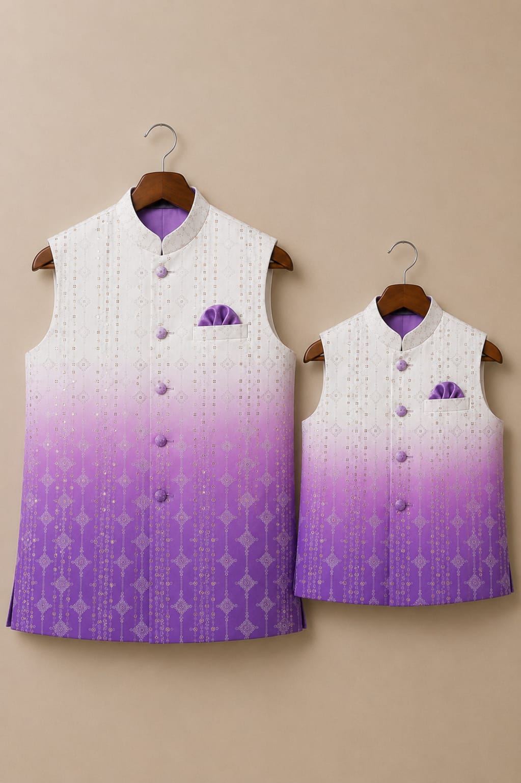 Lavender Mehfil | Father Son Nehru Jacket Combo