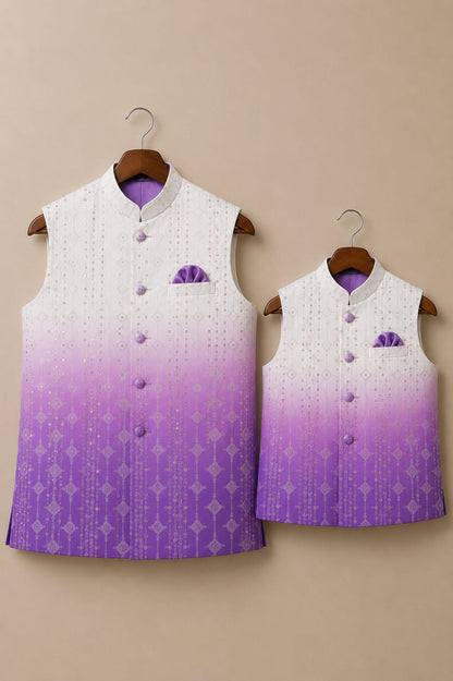 Lavender Mehfil | Father Son Nehru Jacket Combo