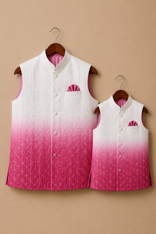 Noor-e-Gulabi | Father Son Nehru Jacket Combo