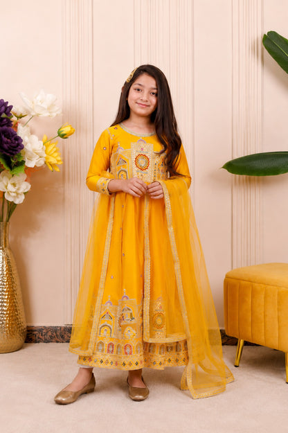 Yellow Heritage Embroidered | Brother Sister Matching Ethnic Set
