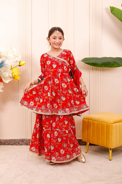 Red Floral | Brother Sister Matching Ethnic Set