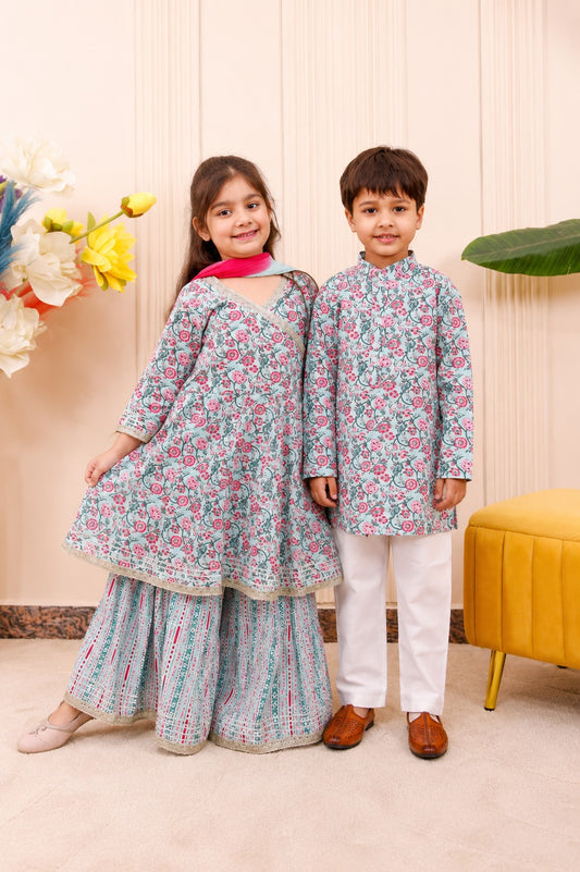 Pastel Bloom | Brother Sister Matching Ethnic Set