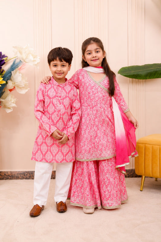 Royal Pink | Brother Sister Matching Ethnic Set