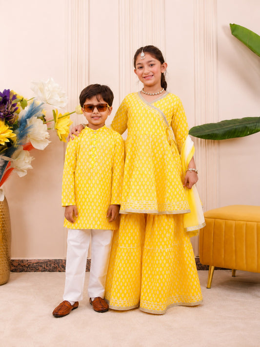 Bright Yellow | Brother Sister Matching Ethnic Set
