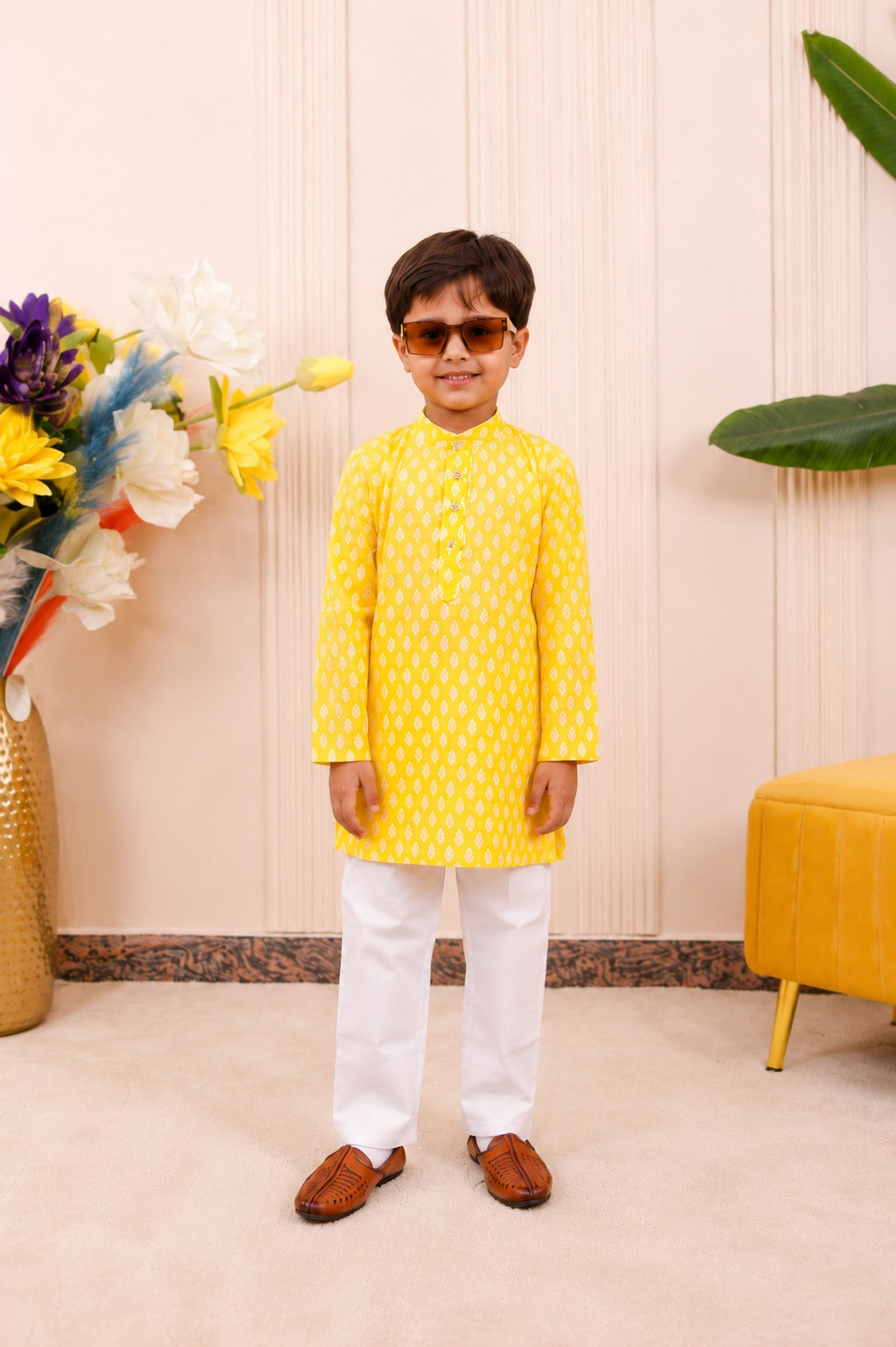 Bright Yellow | Brother Sister Matching Ethnic Set
