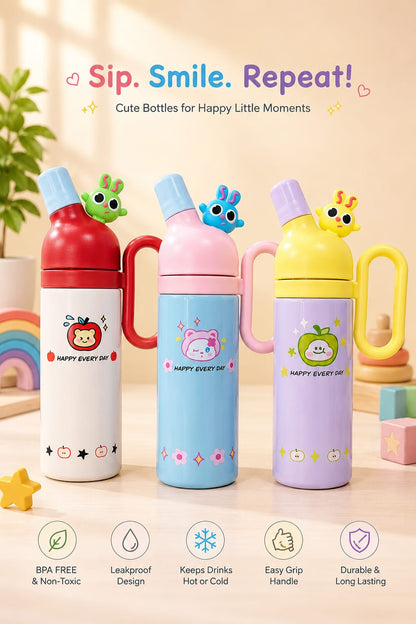 Cartoon Kids Stainless Steel Water Bottle With Handle