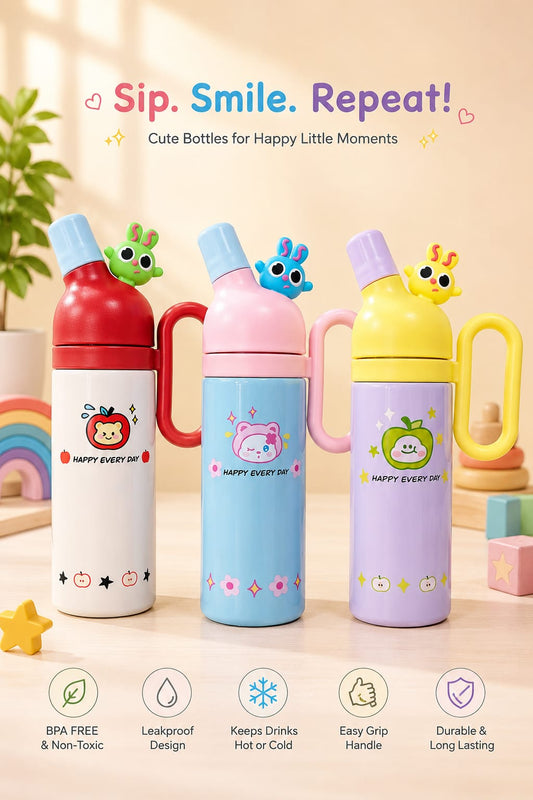 Cartoon Kids Stainless Steel Water Bottle With Handle
