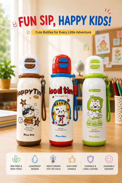HappySip – Kids Insulated Water Bottle with Carry Strap