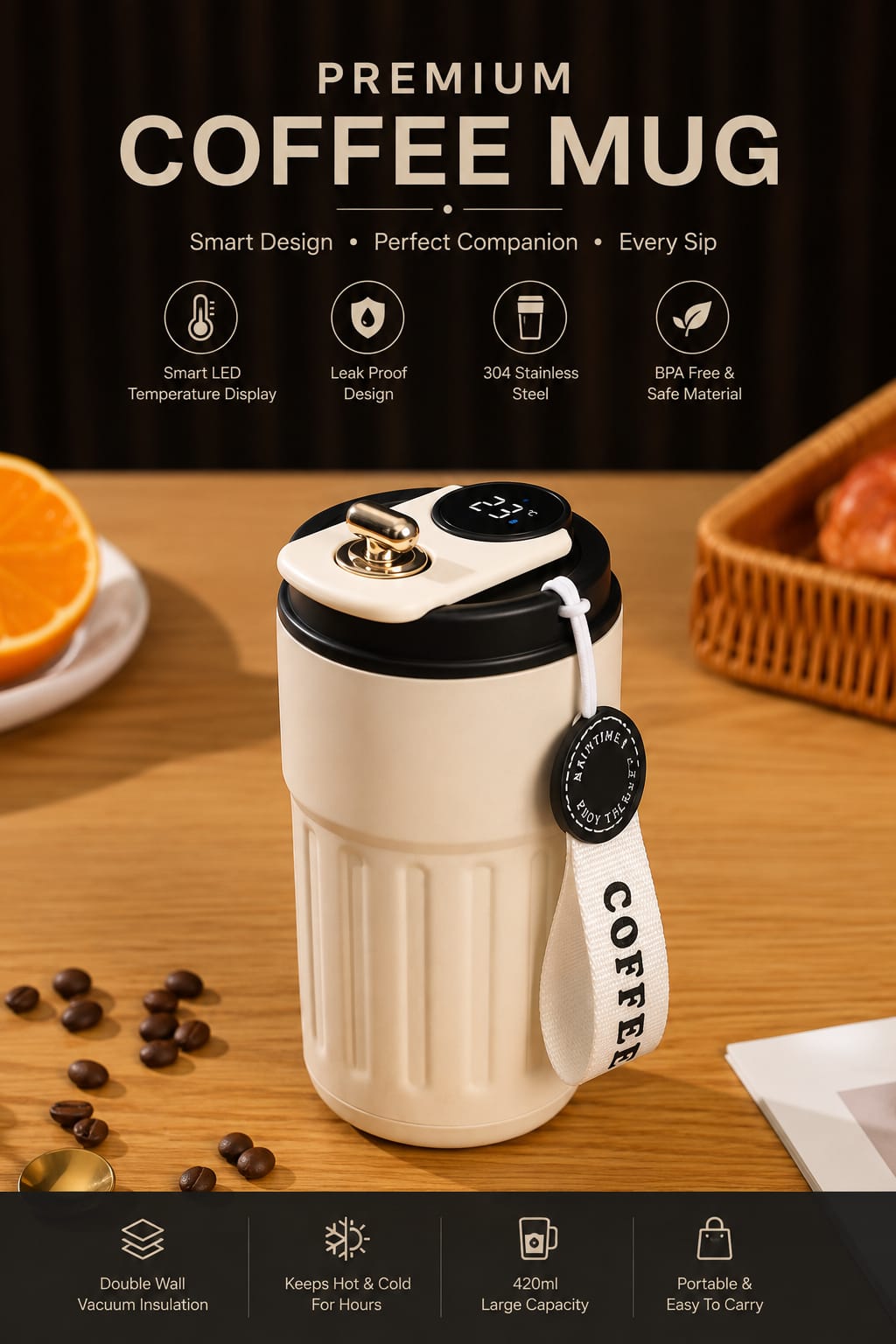 Smart Temperature Display Coffee Mug