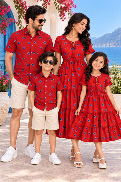 Red Star Print | Family Matching Outfits Set