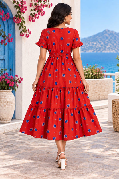 Red Star Print | Women dress