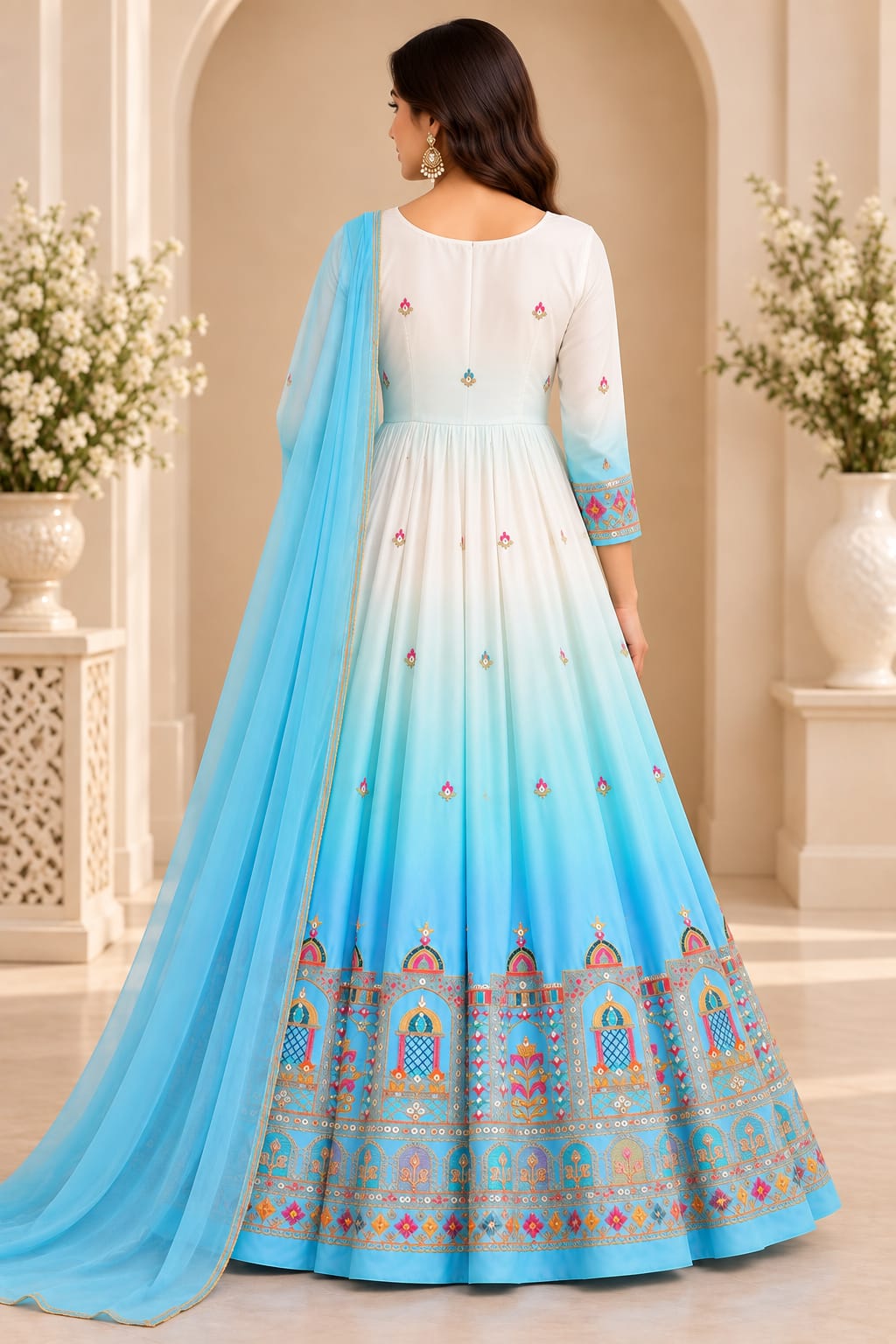 Skyline Ombré Embroidered | Women Ethnic dress