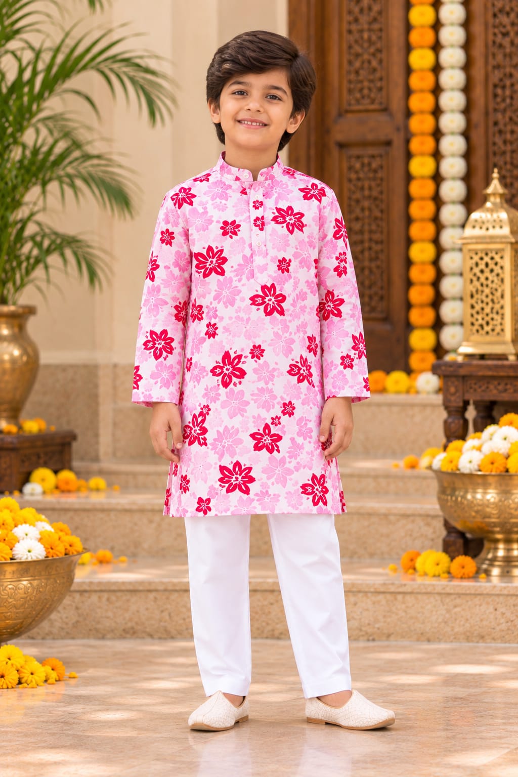 Boy  Shahi Cherry Blossom Kurta Pajama Set