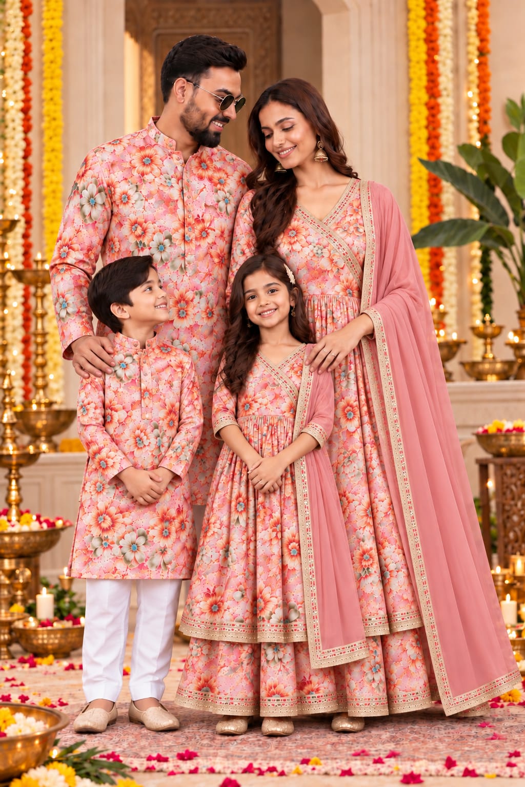 Pastel Bloom Festive  Print Family Combo Set🎉💛