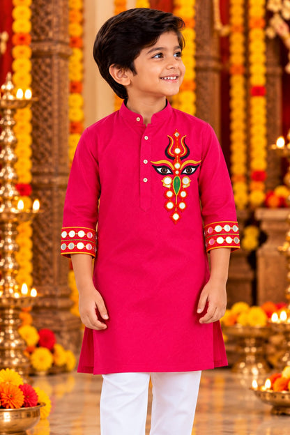 Boy Rani Agamani Hand-Embroidered Kurta Pajama Set