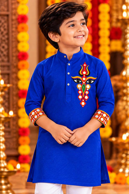 Boy Royal Blue Trinayani Handwork Kurta Pajama Set