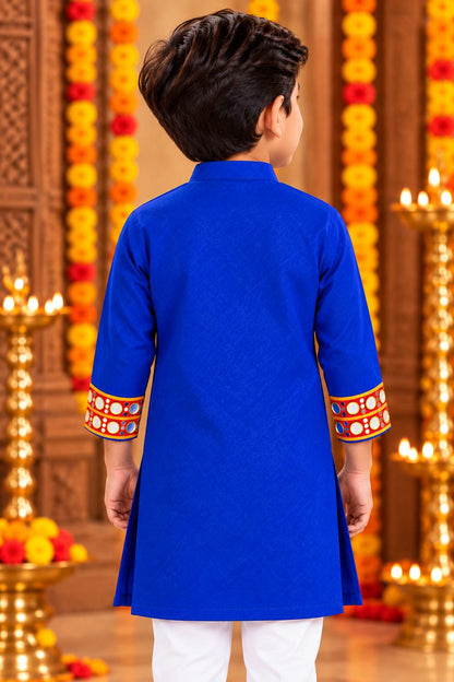 Boy Royal Blue Trinayani Handwork Kurta Pajama Set