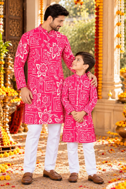 Gulnaar Bloom Father & Son Kurta Pajama Combo Set