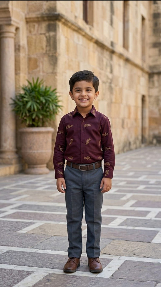 Classic Maroon Threads| Shirt For Boys