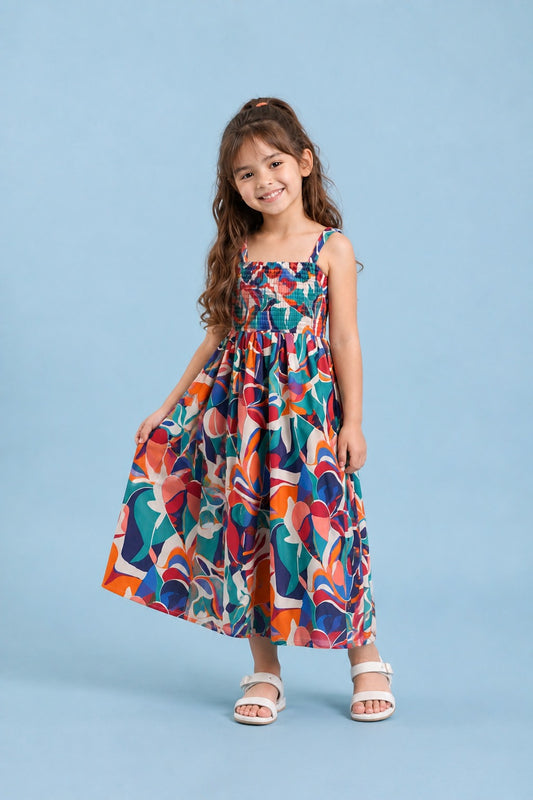spalsh carnival print girl dress