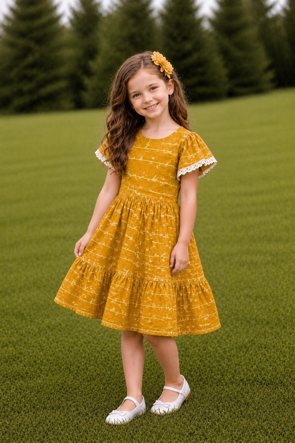 mustard yellow signature print| Women dress  Stuffieland