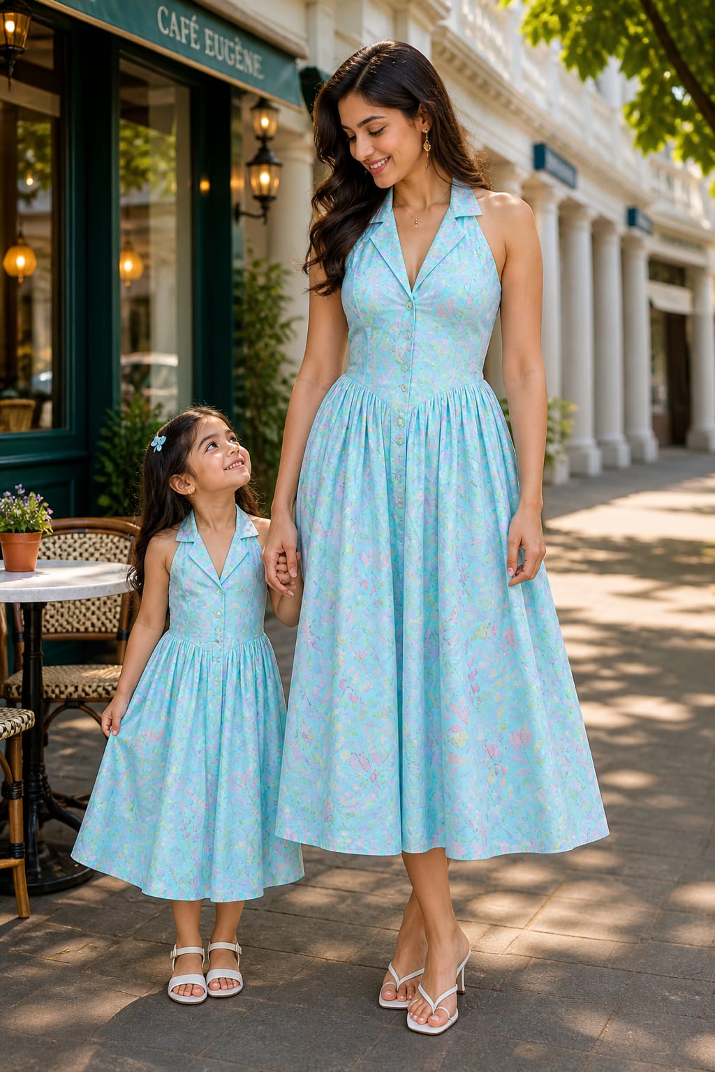 aqua petal  print| Women dress