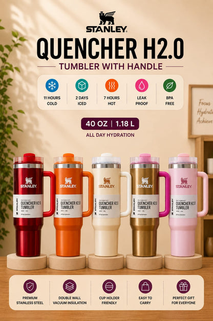 Stanley Quencher H2.0 Tumbler With Handle And Straw
