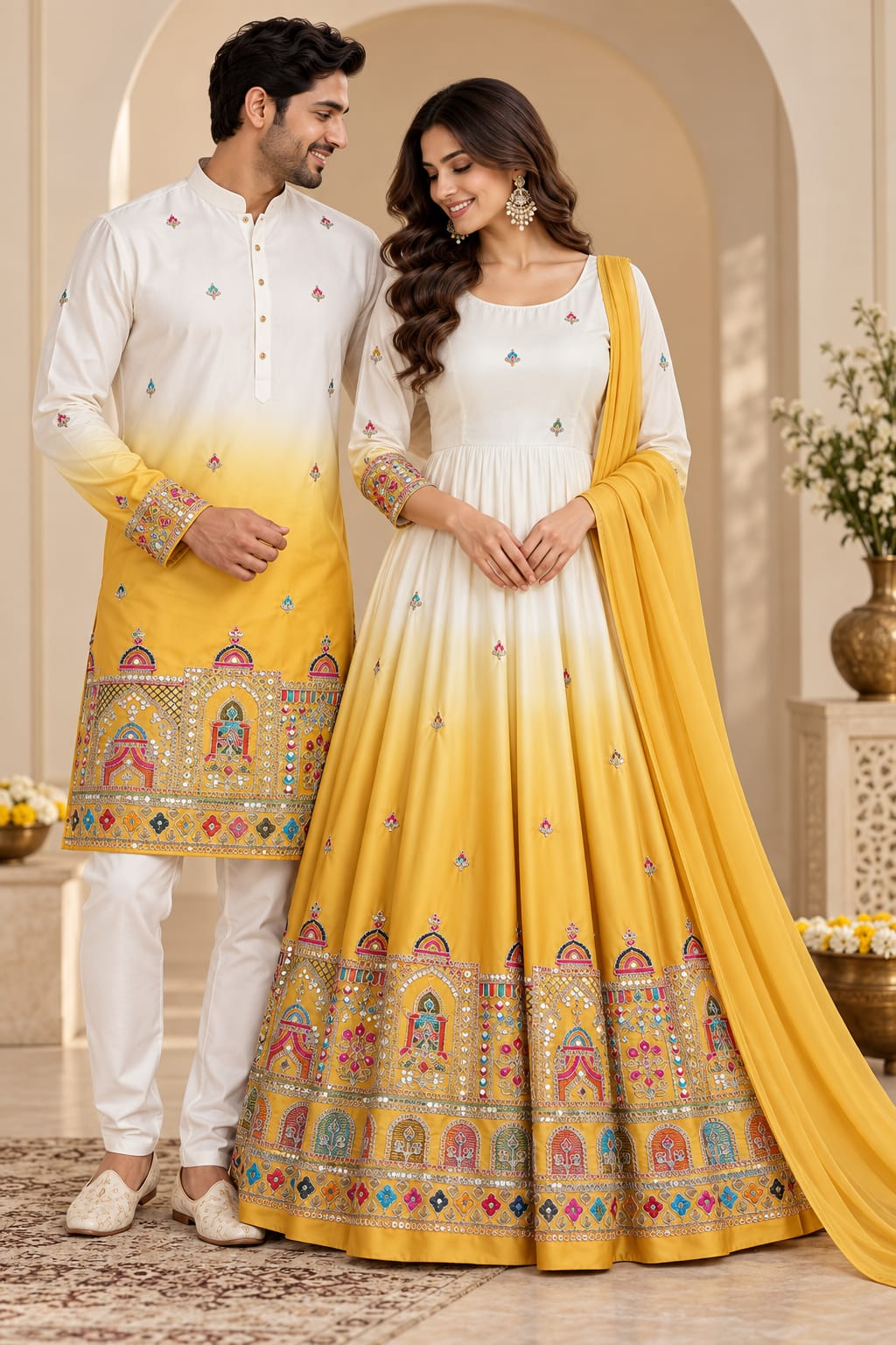 The Haldi Horizon Ombré Embroidered | Couple Set 💛✨