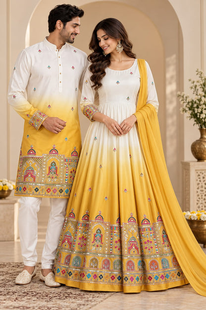 The Haldi Horizon Ombré Embroidered | Couple Set 💛✨