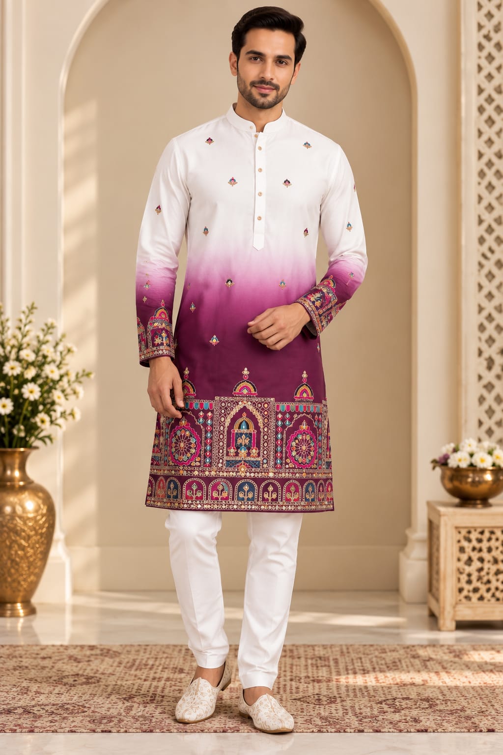 The Royal Orchid Ombré Embroidered |  Couple Set🪻