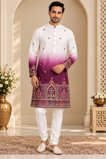 The Royal Orchid Ombré Embroidered |  Couple Set🪻