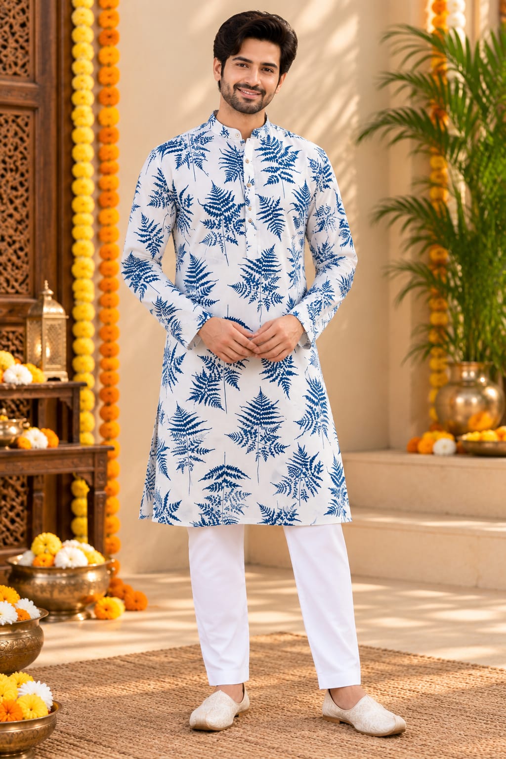 Father Son Ocean Botanical Connection Kurta Pajama Combo Set