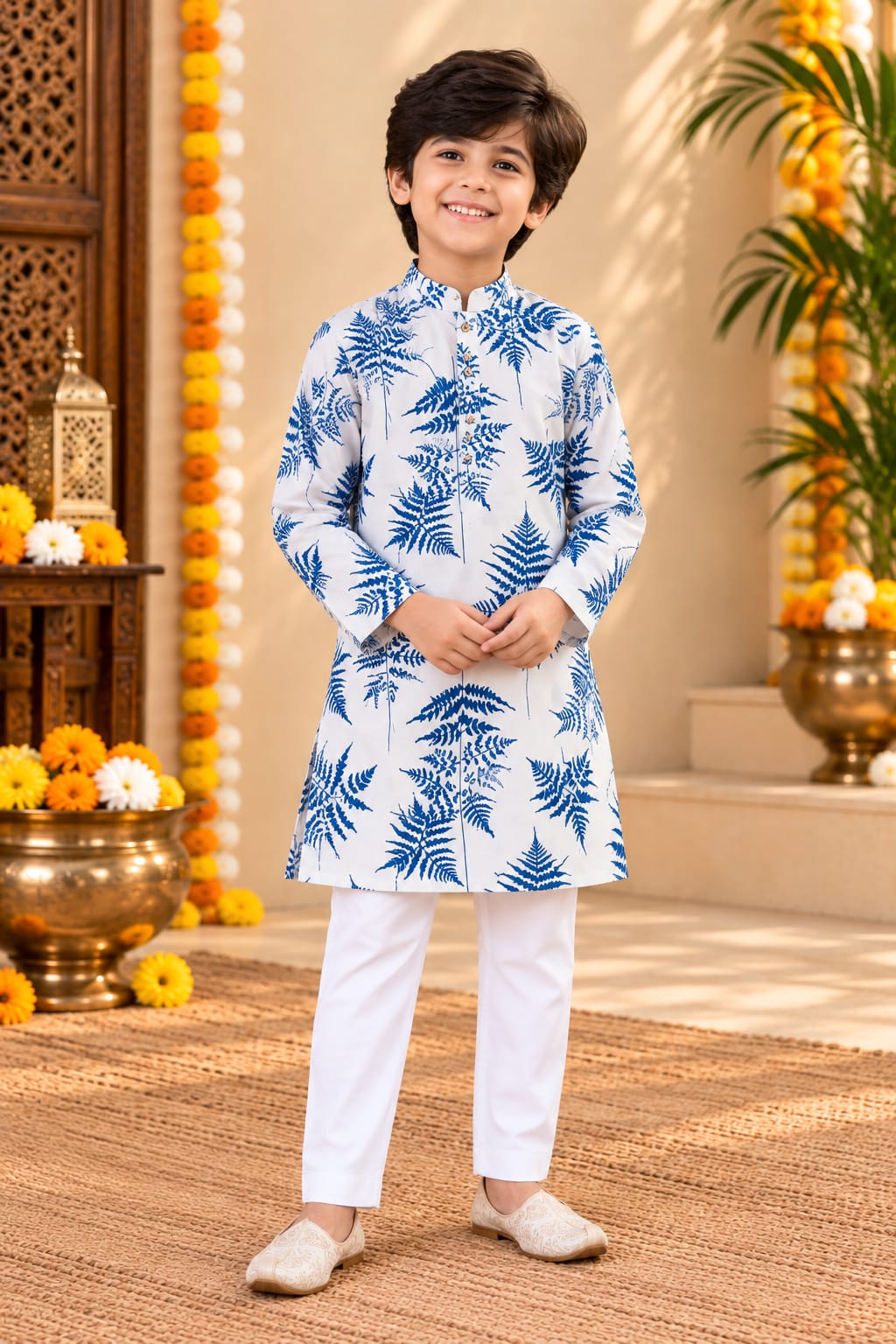 Father Son Ocean Botanical Connection Kurta Pajama Combo Set