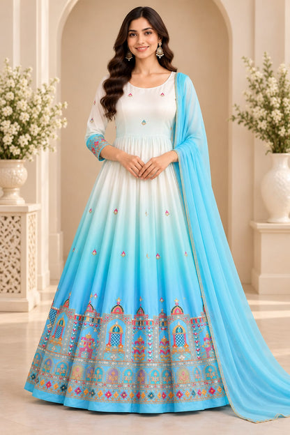 Skyline Ombré Embroidered | Women Ethnic dress