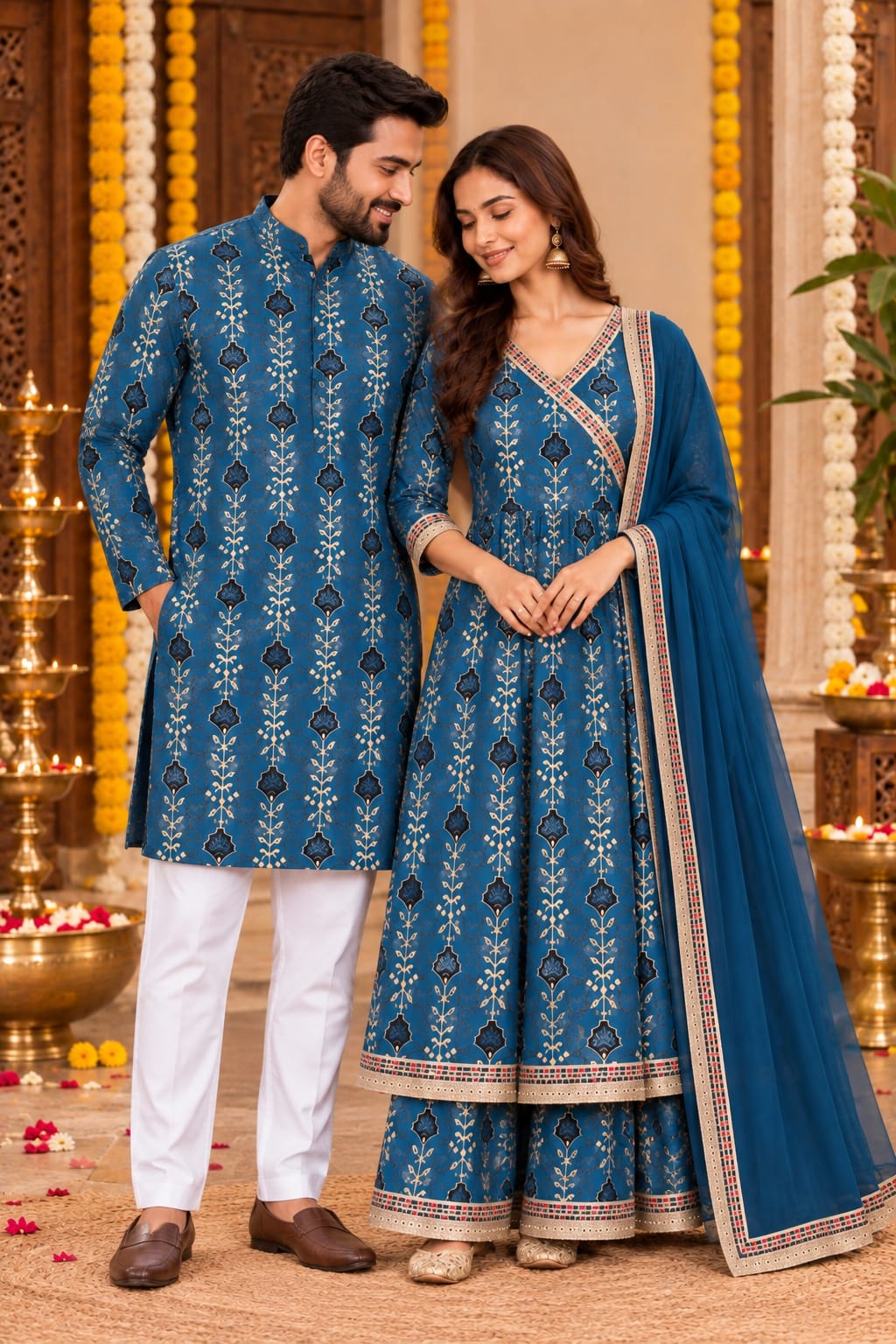 Midnight Lotus Festive | Couple Matching Kurta Outfit